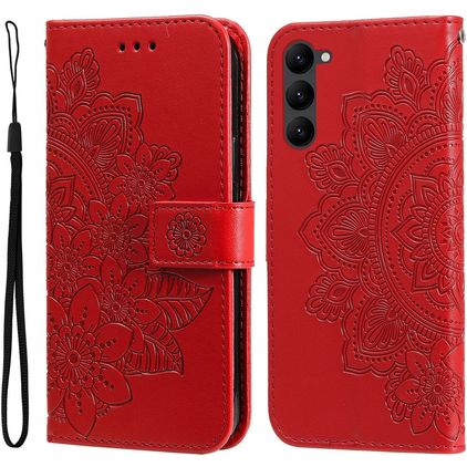Mobigear Flowers Housse Samsung Galaxy S23 Etui Porte-Monnaie - Rouge