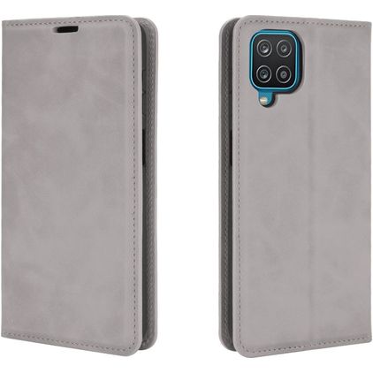 Mobigear Retro Slim Housse Samsung Galaxy A12 Etui Porte-Monnaie - Gris