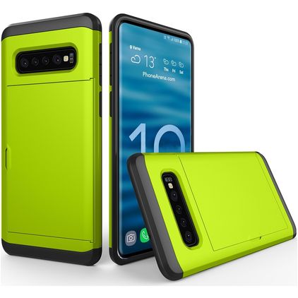 Mobigear Card Samsung Galaxy S10 Plastique rigide Coque arrière Antichoc avec porte-cartes - Vert