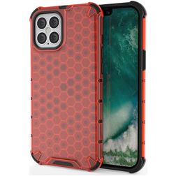 Mobigear Honeycomb Coque iPhone 12 Pro Max Coque arrière Rigide Anti-Chocs - Rouge