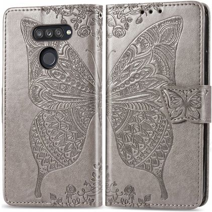 Mobigear Butterfly Housse LG K50s Etui Porte-Monnaie - Gris