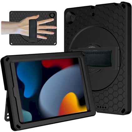 Mobigear Ruggedized Coque iPad 7 (2019) Coque arrière en EVA + Support Amovible - Noir