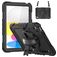 Mobigear SureGrip Xtreme Coque iPad 11 (2025) Coque arrière en Plastique rigide,Silicone + Bandoulière + Support Amovible - Noir