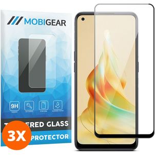 Mobigear Premium OPPO Reno 8T 4G Verre trempé Protection d'écran - Compatible Coque - Noir (Lot de 3)