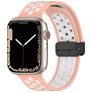 Mobigear Sport Plus Mag Bracelet Silicone Apple Watch Fermeture magnétique - 42/41/40/38 mm - Blanc / Rose