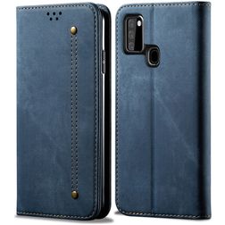 Mobigear Denim Slim Samsung Galaxy A21s Étui Portefeuille - Bleu