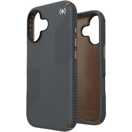 Speck Presidio2 Grip iPhone 16 Plastique rigide Coque arrière Antichoc - Charcoal Grey