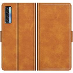 Mobigear Slim Magnet Housse TCL 20 5G Etui Porte-Monnaie - Cognac