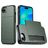 Mobigear Card Coque iPhone 16e Coque arrière Rigide Anti-Chocs avec Porte-Cartes - Vert