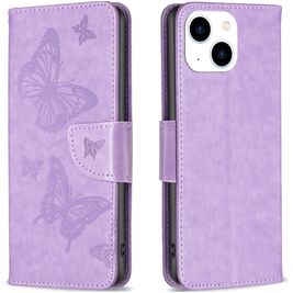 Mobigear Butterfly Housse iPhone 15 Etui Porte-Monnaie - Violet
