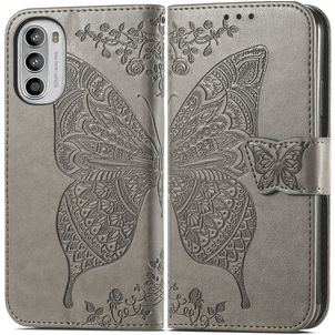 Mobigear Butterfly Housse Motorola Moto G82 Etui Porte-Monnaie - Gris