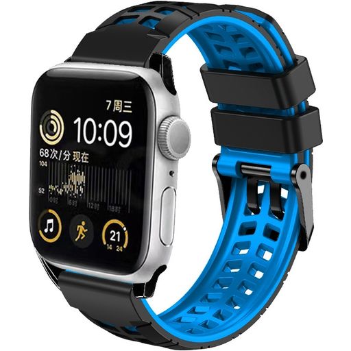 Mobigear Aero Armor Bracelet Silicone Apple Watch Fermeture boucle ardillon - 42/41/40/38 mm - Noir / Bleu