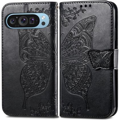 Mobigear Butterfly Housse Google Pixel 10 Pro XL Etui Porte-Monnaie - Noir