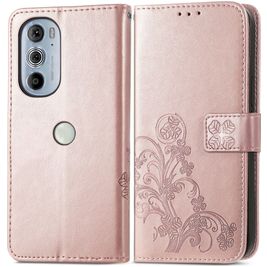 Mobigear Clover Housse Motorola Edge 30 Pro Etui Porte-Monnaie - Rose doré