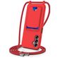 Mobigear Lanyard Card Samsung Galaxy A16 Coque avec cordon en Silicone et Porte-Cartes - Rouge