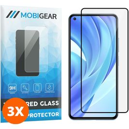 Mobigear Premium Xiaomi Mi 11 Lite Verre trempé Protection d'écran - Compatible Coque - Noir (Lot de 3)