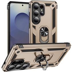 Mobigear Armor ring Samsung Galaxy S26 Ultra Plastique rigide Coque arrière Antichoc avec bague de maintien - Or