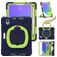 Mobigear RingGuard Coque iPad Mini 7 (2024) Coque arrière en Plastique rigide,Silicone + Porte-crayon + Bandoulière + Support Amovible - Bleu / Vert