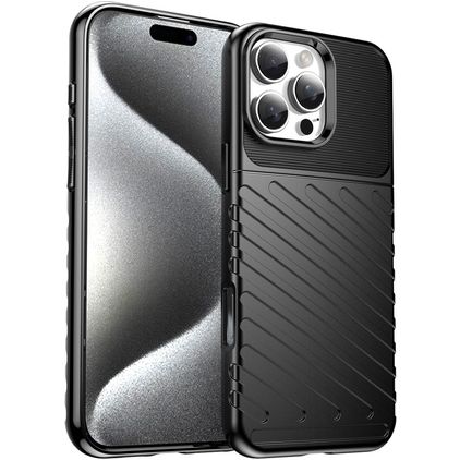 Mobigear Groove Coque iPhone 16 Pro Max Coque arrière en TPU Souple - Noir
