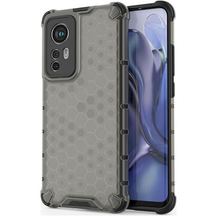 Mobigear Honeycomb Coque Xiaomi 12 Coque arrière Rigide Anti-Chocs - Noir