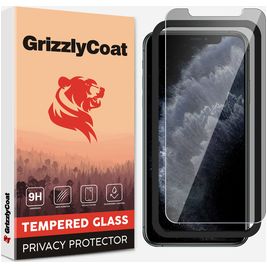 GrizzlyCoat Easy Fit AntiSpy iPhone 11 Pro Max Verre trempé Protection d'écran Confidentialité - Compatible Coque + Cadre d'installation