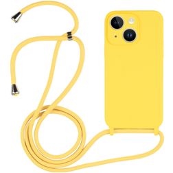 Mobigear Lanyard iPhone 15 Plus Coque avec cordon en Silicone - Jaune