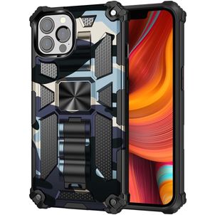 Mobigear Armor Stand Coque iPhone 13 Pro Coque arrière Rigide Anti-Chocs avec Support Amovible - Bleu Marin