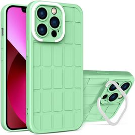 Mobigear Cube Coque iPhone 14 Plus Coque arrière Rigide avec Support Amovible - Vert
