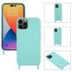Mobigear Lanyard iPhone 14 Pro Coque avec cordon en Silicone - Turquoise