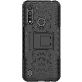 Mobigear Tire Coque Motorola Moto G8 Power Lite Coque arrière Rigide Anti-Chocs avec Support Amovible - Noir