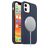 Mobigear Rubber Touch Coque iPhone 12 Mini MagSafe Coque arrière en Silicone - Bleu Marin