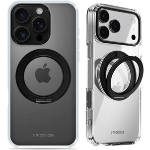 Mobilize 360 Rotating Ring Coque iPhone 16 Pro MagSafe Coque arrière Rigide avec Anneau-Support - Noir