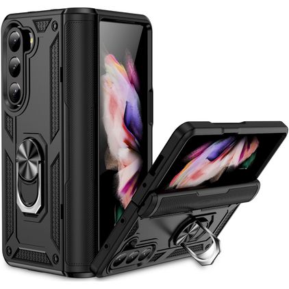Mobigear Armor Ring Coque Samsung Galaxy Z Fold 5 Coque arrière Rigide Anti-Chocs avec Anneau-Support - Noir