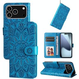 Mobigear Sunflower Housse iPhone 17 Pro Etui Porte-Monnaie - Bleu