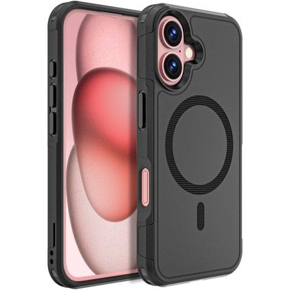 Mobigear Traveller Coque iPhone 16 MagSafe Coque arrière Rigide Anti-Chocs - Noir