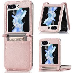 Mobigear Excellent Samsung Galaxy Z Flip 5 Plastique rigide Coque arrière avec porte-cartes - Rose doré