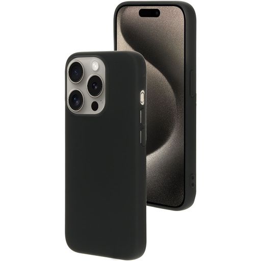 Mobiparts Coque iPhone 15 Pro Coque arrière en Silicone - Noir