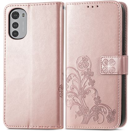 Mobigear Clover Housse Motorola Moto E32s Etui Porte-Monnaie - Rose doré