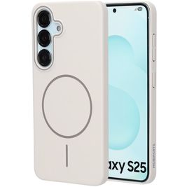 Mobiparts Slim Line Coque Samsung Galaxy S25 MagSafe Coque arrière Rigide - Off White