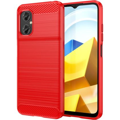Mobigear Brushed Slim Coque POCO M5 Coque arrière en TPU Souple - Rouge