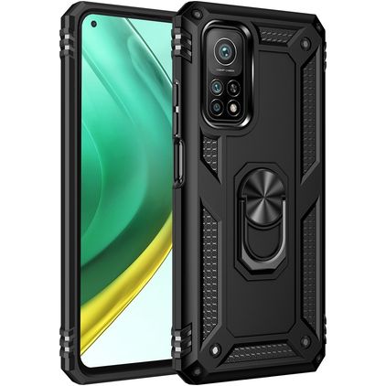 Mobigear Armor Ring Coque Xiaomi Mi 10T Pro Coque arrière Rigide Anti-Chocs avec Anneau-Support - Noir