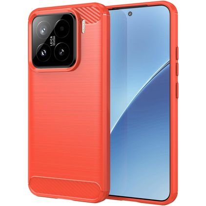 Mobigear Brushed Slim Coque Xiaomi 15 Coque arrière en TPU Souple - Rouge