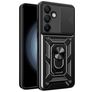 Mobigear Armor Ring Cam Slide Coque Samsung Galaxy S24 FE Coque arrière Rigide Anti-Chocs avec Anneau-Support et Protecteur Lentilles - Noir