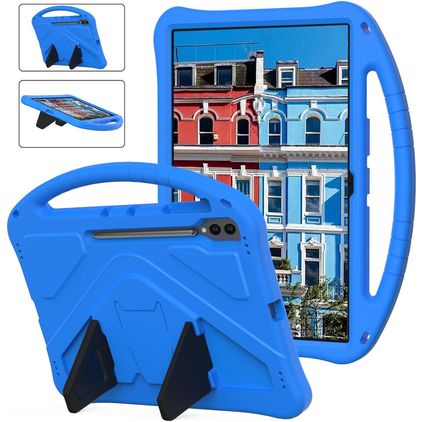 Mobigear AeroArmor Coque Samsung Galaxy Tab S10 Ultra Coque de tablette pour enfants avec Poignée Enfants en EVA + Porte-crayon - Bleu
