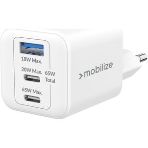 Mobilize Wall Charger - Triple USB / USB-C Power Delivery 65W - Blanc