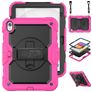 Mobigear SureGrip Xtreme Coque iPad 11 (2025) Coque arrière en Plastique rigide,Silicone + Bandoulière + Support Amovible - Noir / Rose