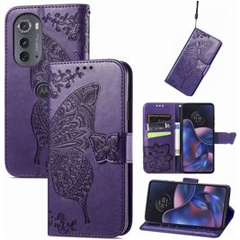 Mobigear Butterfly Housse Motorola Edge (2022) Etui Porte-Monnaie - Violet