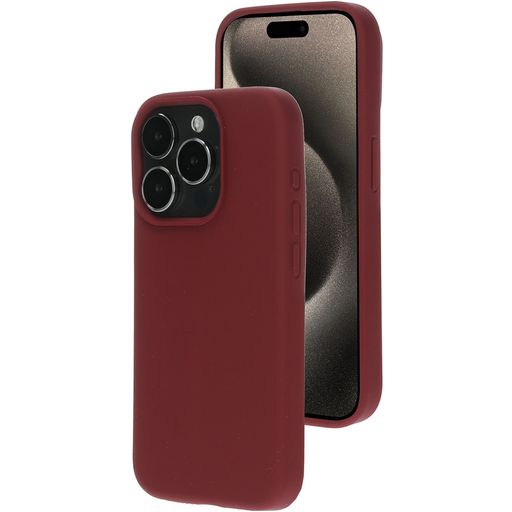 Mobiparts Coque iPhone 15 Pro Coque arrière en Silicone - Plum Red