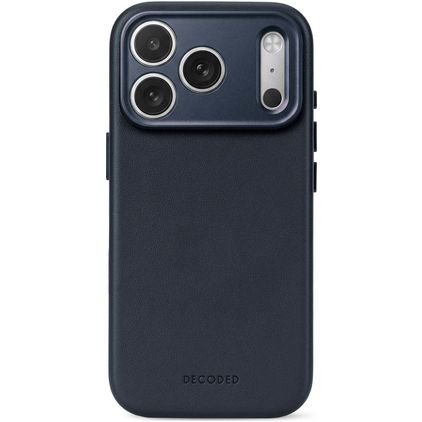 Decoded Coque iPhone 18 Pro MagSafe Coque arrière en Cuir Véritable Anti-Chocs - Midnight Blue