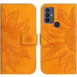 Mobigear Sunflower Housse TCL 30 SE Etui Porte-Monnaie - Cognac